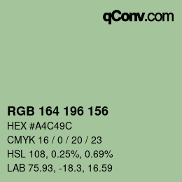 颜色代码: RGB 164 196 156 | qconv.com