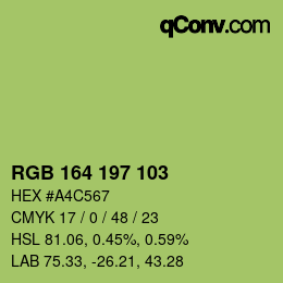Color code: RGB 164 197 103 | qconv.com