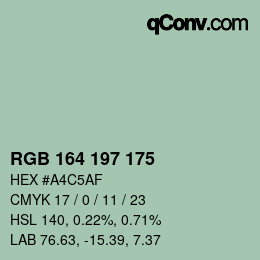 カラーコード: RGB 164 197 175 | qconv.com