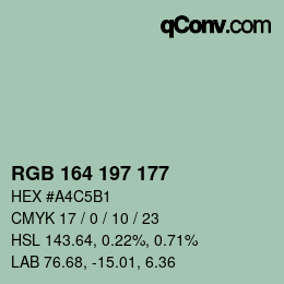 Color code: RGB 164 197 177 | qconv.com
