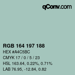 カラーコード: RGB 164 197 188 | qconv.com