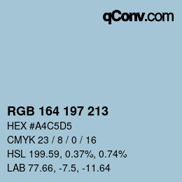 Color code: RGB 164 197 213 | qconv.com