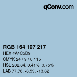 Color code: RGB 164 197 217 | qconv.com