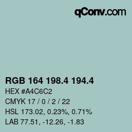 カラーコード: RGB 164 198.4 194.4 | qconv.com