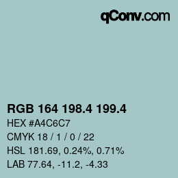 カラーコード: RGB 164 198.4 199.4 | qconv.com