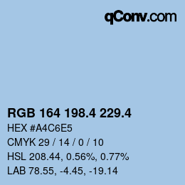 カラーコード: RGB 164 198.4 229.4 | qconv.com
