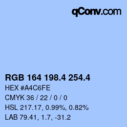 カラーコード: RGB 164 198.4 254.4 | qconv.com