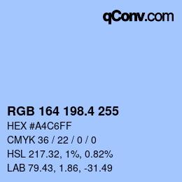 カラーコード: RGB 164 198.4 255 | qconv.com