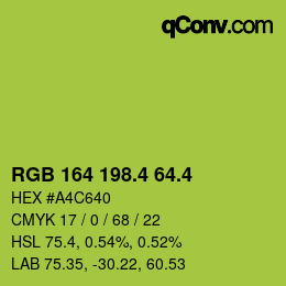 カラーコード: RGB 164 198.4 64.4 | qconv.com