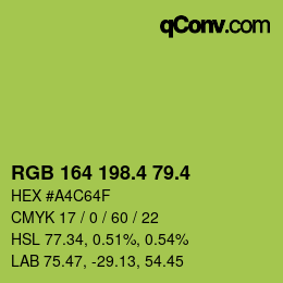 カラーコード: RGB 164 198.4 79.4 | qconv.com