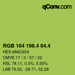カラーコード: RGB 164 198.4 84.4 | qconv.com