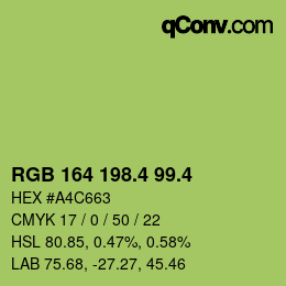 カラーコード: RGB 164 198.4 99.4 | qconv.com