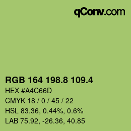 カラーコード: RGB 164 198.8 109.4 | qconv.com