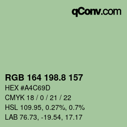 カラーコード: RGB 164 198.8 157 | qconv.com