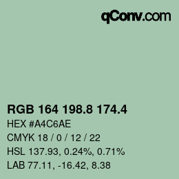 カラーコード: RGB 164 198.8 174.4 | qconv.com
