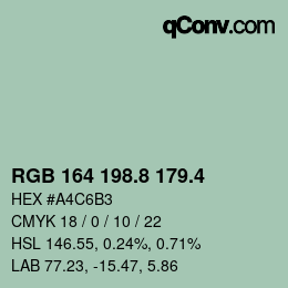 カラーコード: RGB 164 198.8 179.4 | qconv.com