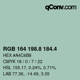 カラーコード: RGB 164 198.8 184.4 | qconv.com