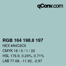 カラーコード: RGB 164 198.8 197 | qconv.com