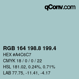 カラーコード: RGB 164 198.8 199.4 | qconv.com