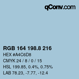 カラーコード: RGB 164 198.8 216 | qconv.com