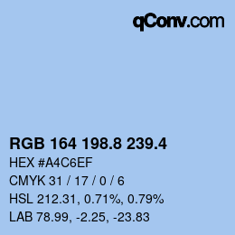 カラーコード: RGB 164 198.8 239.4 | qconv.com