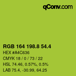 カラーコード: RGB 164 198.8 54.4 | qconv.com