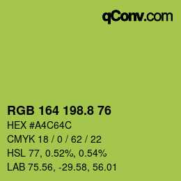 カラーコード: RGB 164 198.8 76 | qconv.com