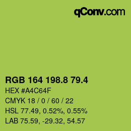 カラーコード: RGB 164 198.8 79.4 | qconv.com