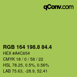 カラーコード: RGB 164 198.8 84.4 | qconv.com