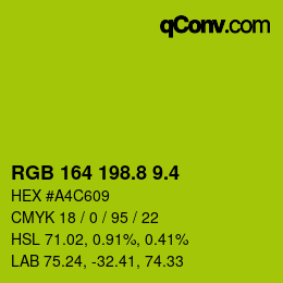 カラーコード: RGB 164 198.8 9.4 | qconv.com