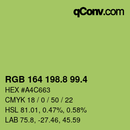 カラーコード: RGB 164 198.8 99.4 | qconv.com