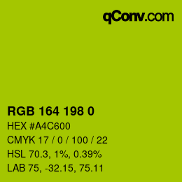 Color code: RGB 164 198 0 | qconv.com