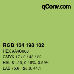Color code: RGB 164 198 102 | qconv.com