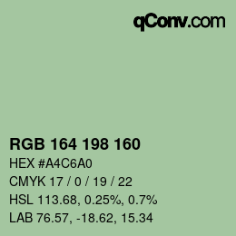 Color code: RGB 164 198 160 | qconv.com