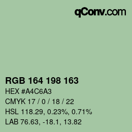 Color code: RGB 164 198 163 | qconv.com
