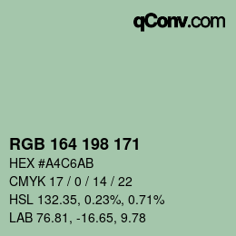 Color code: RGB 164 198 171 | qconv.com