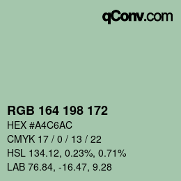 Color code: RGB 164 198 172 | qconv.com