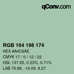 Color code: RGB 164 198 174 | qconv.com