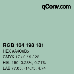 Color code: RGB 164 198 181 | qconv.com