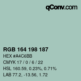 Color code: RGB 164 198 187 | qconv.com