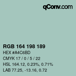 颜色代码: RGB 164 198 189 | qconv.com