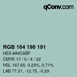 Color code: RGB 164 198 191 | qconv.com