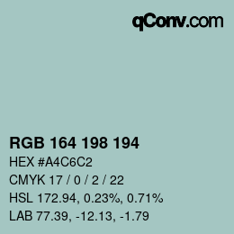 Color code: RGB 164 198 194 | qconv.com