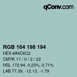 カラーコード: RGB 164 198 194 | qconv.com