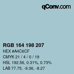 カラーコード: RGB 164 198 207 | qconv.com