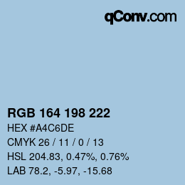 カラーコード: RGB 164 198 222 | qconv.com