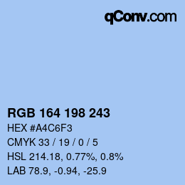 Color code: RGB 164 198 243 | qconv.com