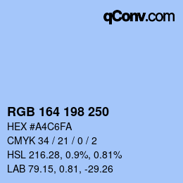 Color code: RGB 164 198 250 | qconv.com