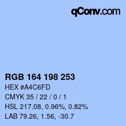 Color code: RGB 164 198 253 | qconv.com