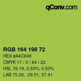 Color code: RGB 164 198 72 | qconv.com